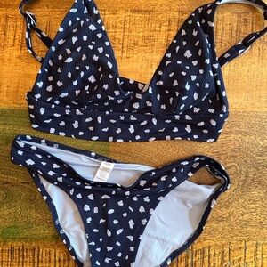 Aerie Navy and White Polka Dot Bikini